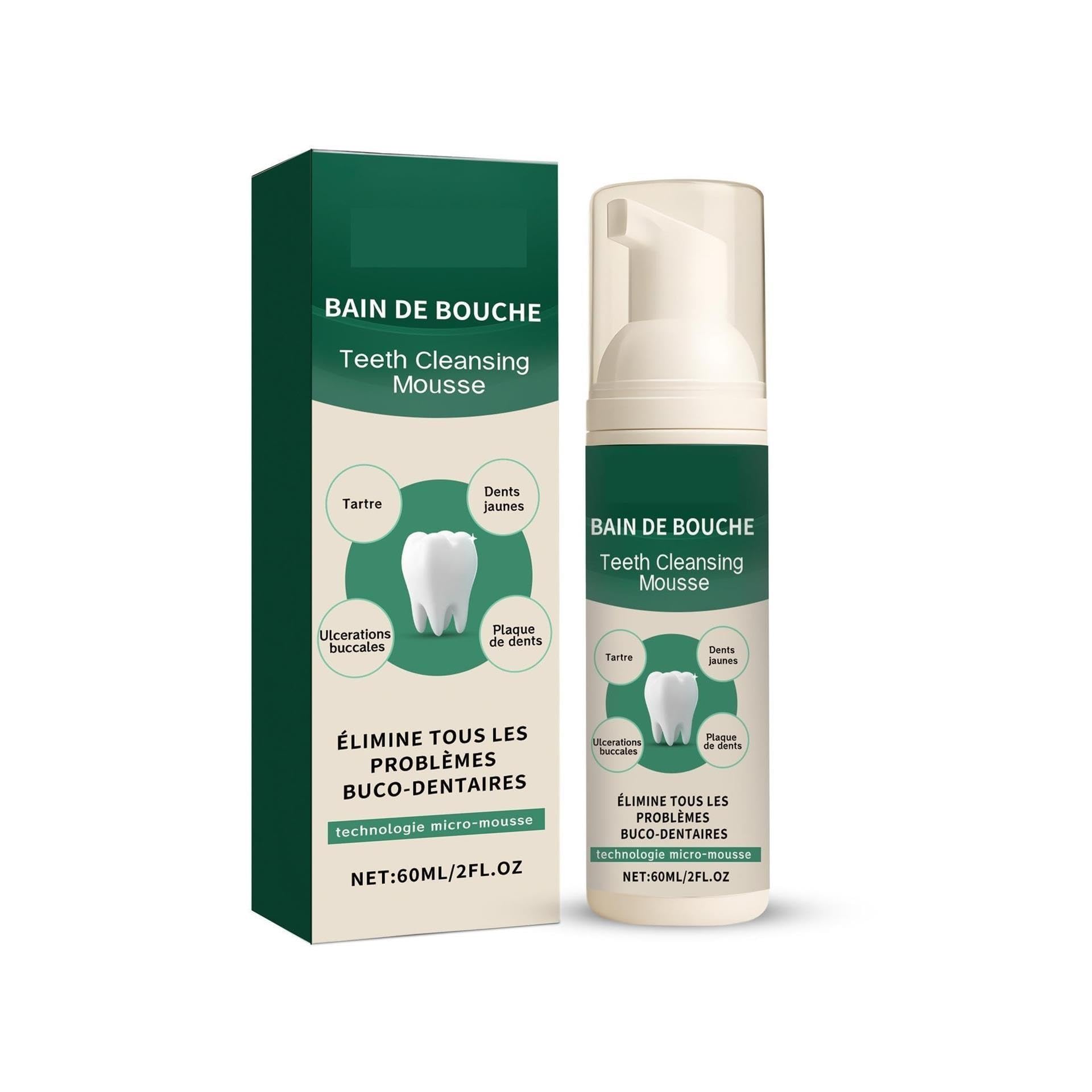La mousse blanchissant les dents rafraîchit naturellement l'haleine, réduit odeurs buccales et laisse plus propres(3pcs)