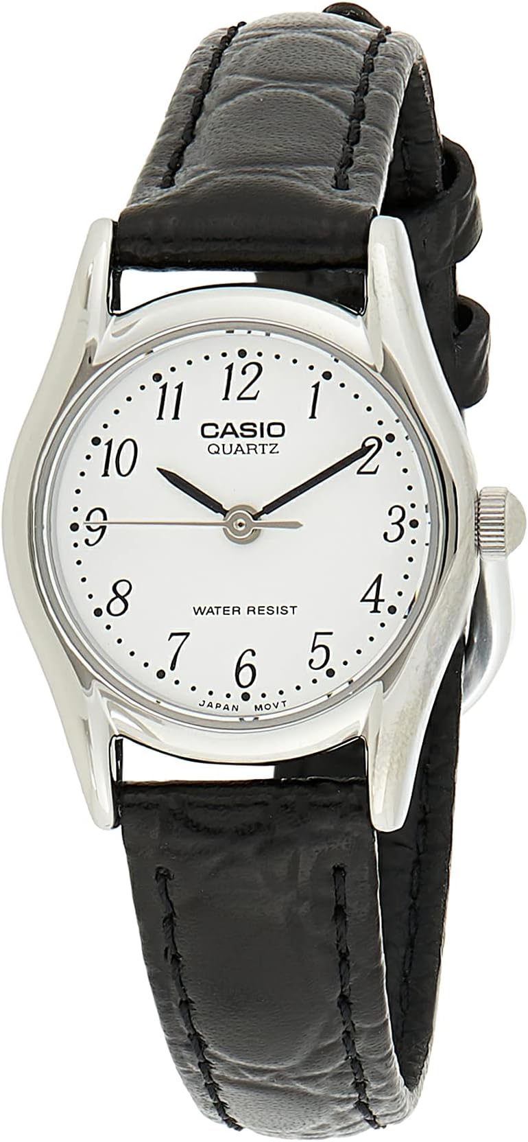 Leather Women's Dress Analog Watch #Ltp1094E7B, Dial-Color:White, Band Color:Black