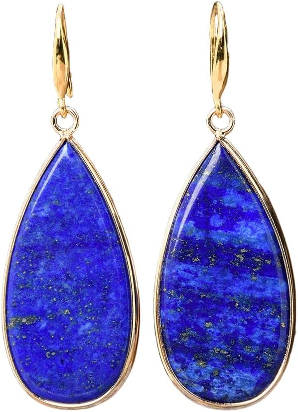 Lapis Lazuli Earrings Navy Blue Earrings for Women Blue Teardrop Dangle Earring Hook Geometry Gemstones Ear Jewelry Gift