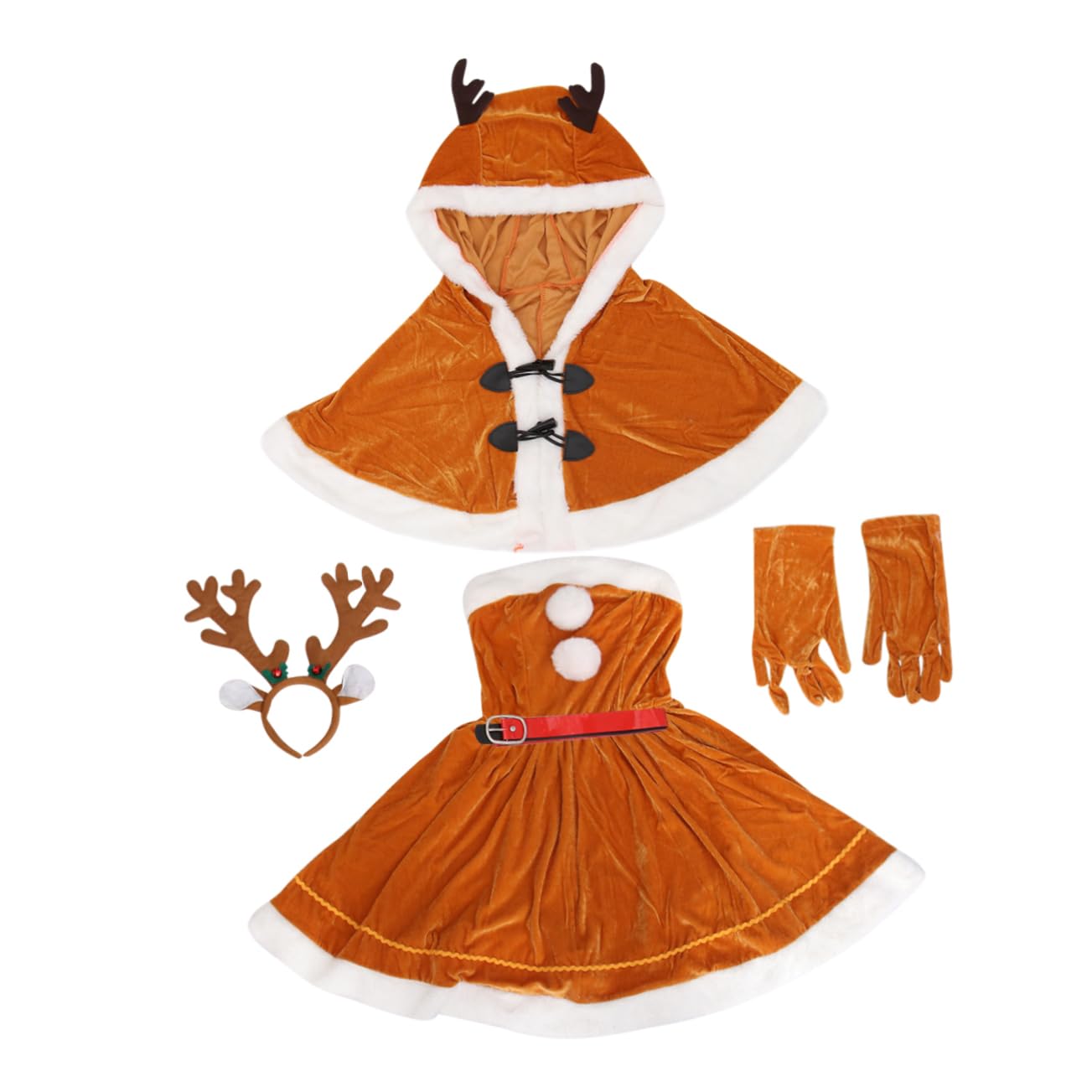 LIFKOME disfraz de navidad disfraces navideños christmas dress santa claus costume vestido de dama de alce ropa de espectáculo de navidad traje de cosplay de Poliéster rojo