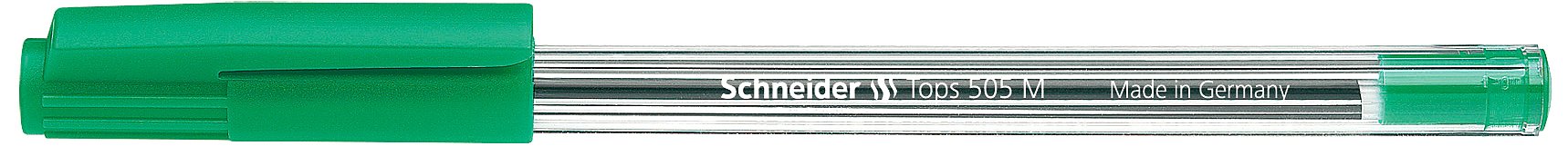 Schneider Tops 505 Ballpoint Pen, Cap Model, M, Green, Shaft Colour: Transparent