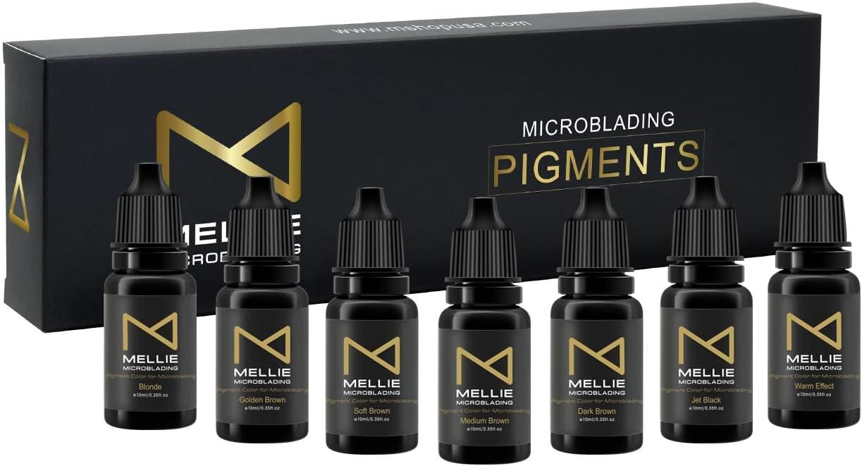 M - Microblading Ink Set - 7 Medical-Grade Pigments - Professional Permanent Makeup Ink for Eyebrows
