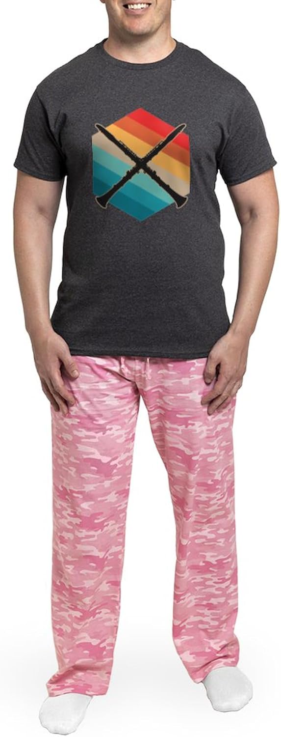 CafePress Clarinet Retro Sunset Men's Charcoal Novelty Pajamas