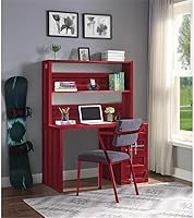 Vista 15 de Acme Escritorio y gabinete de metal de carga con estante en blanco