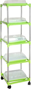5 Layers Seed Starter Kit - Seed Sprouter Trays with Clear Lid & Stainless Steel Shelf, Soil-Free Germination Trays for Indoor/Outdoor Microgreens, Wheatgrass Mung Beans Cat Grass & Seedling Growing