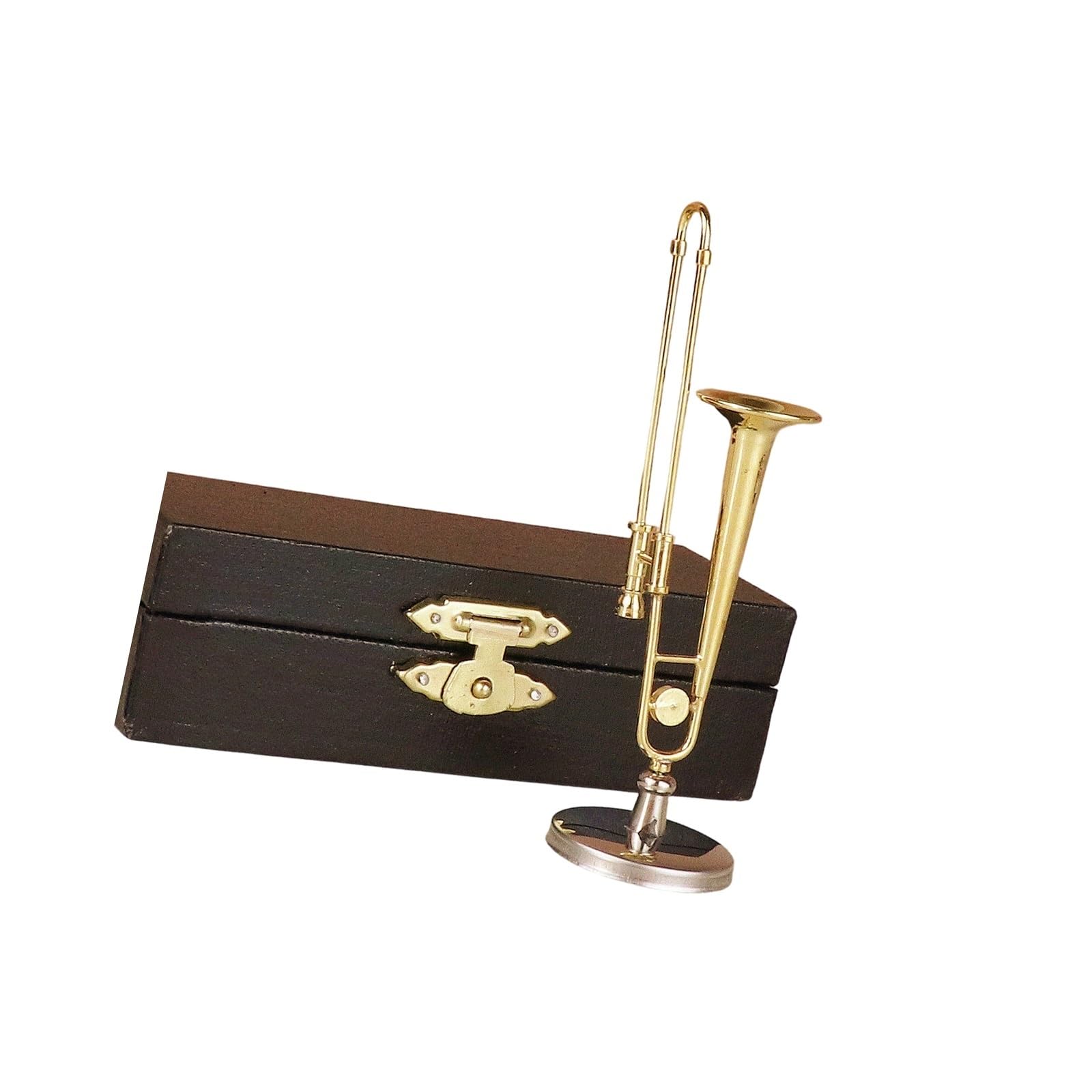 ZXFJYUIP Trombone Trumpet And Saxophone Instrument Models Miniature Tube Decorations Bronze Plated(2)