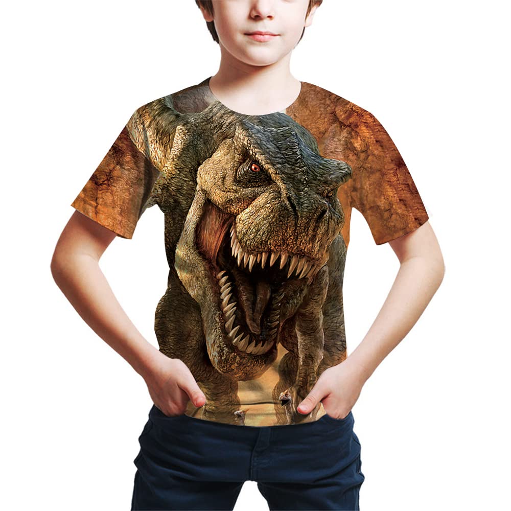 FiveEarl Kids Print 3D Dinosaurs Tees Shirts for Youth Boys Girls 4-14 Years