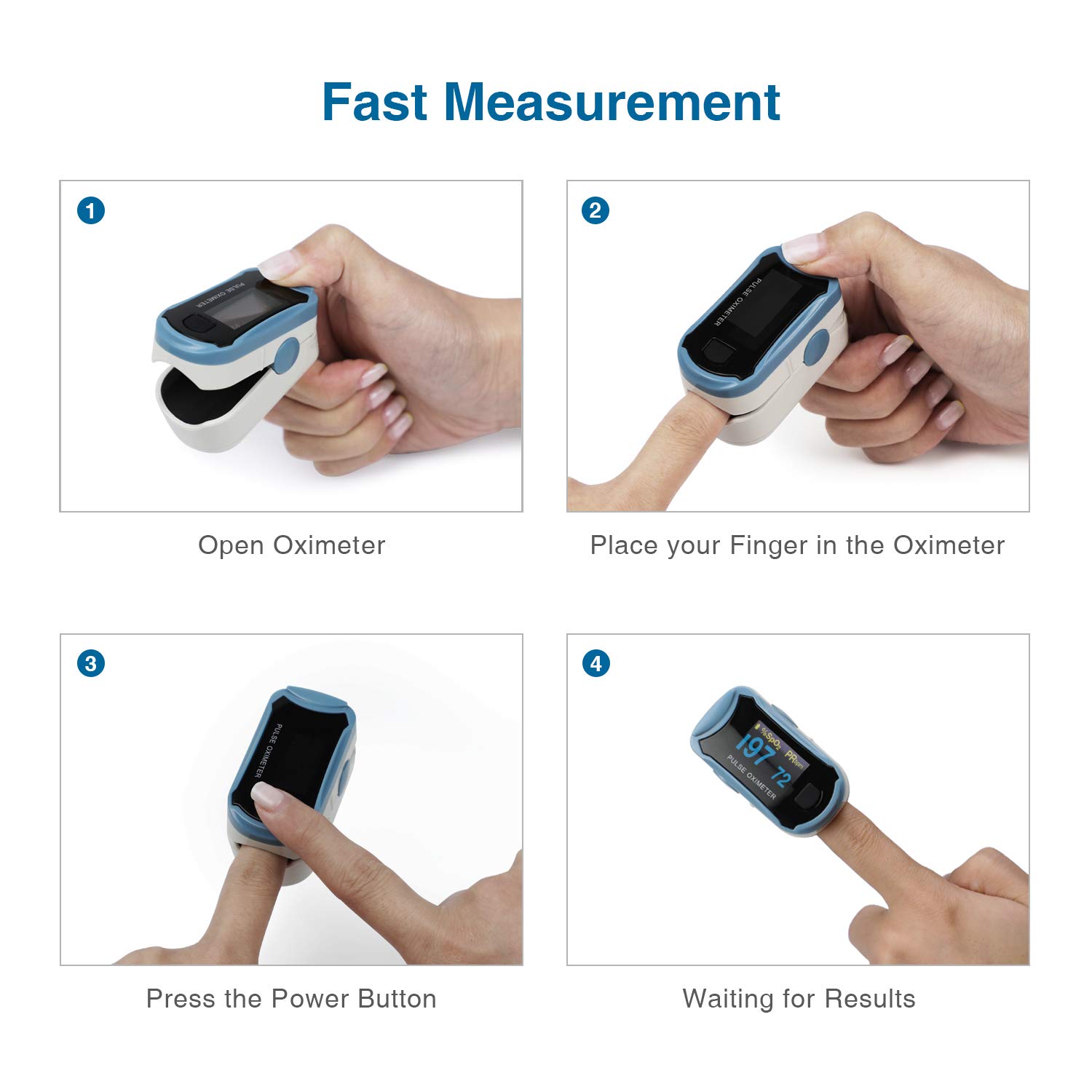 CHOICEMMED MD300C29 Finger Pulse Oximeter with Color OLED Screen Display & Batteries - Grey, Black - Image 5 thumbnail