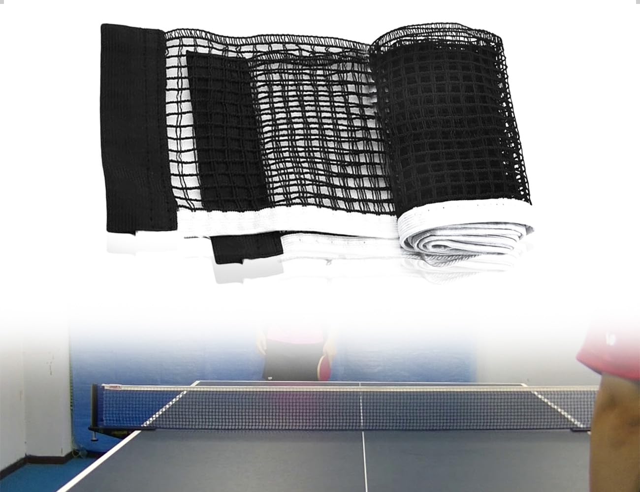 2 Pezzi Rete da Ping Pong,Rete Sostitutiva Portatile per Tennistavolo,Rete di Ricambio per Tavoli da Ping Pong,Rete da Ping Pong in Nylon per Interni ed Esterni (Nero)