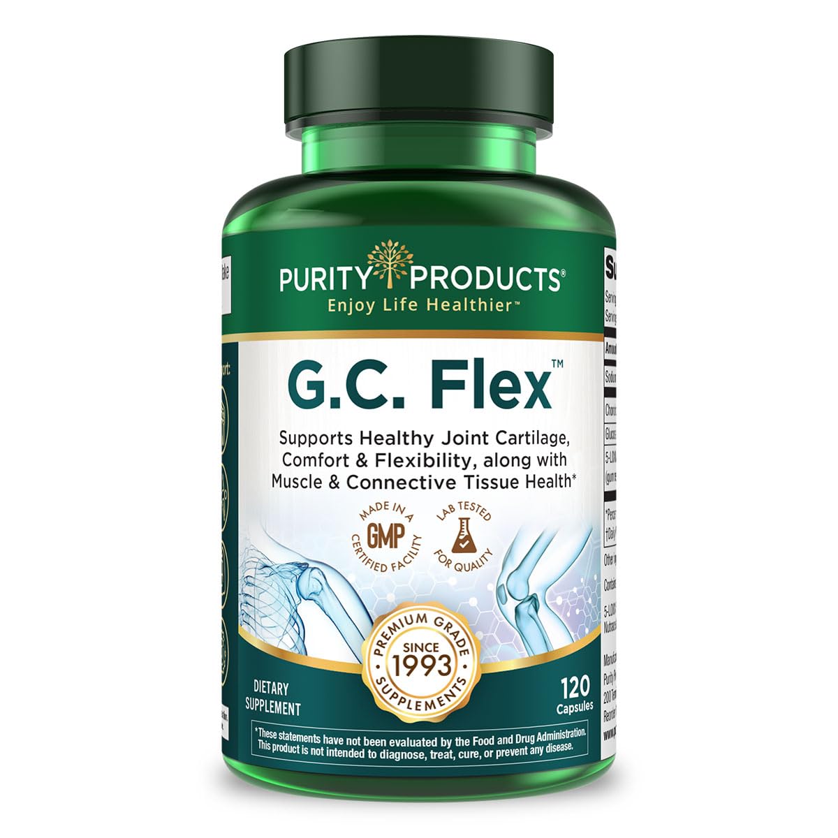 Purity Products G.C. Flex (Glucosamine and Chondroitin Sulfate Super Formula) - Supports Joint + Cartilage Health + Healthy Muscles + Connective Tissue - Promotes Joint Flexibility - 90 Capsules from