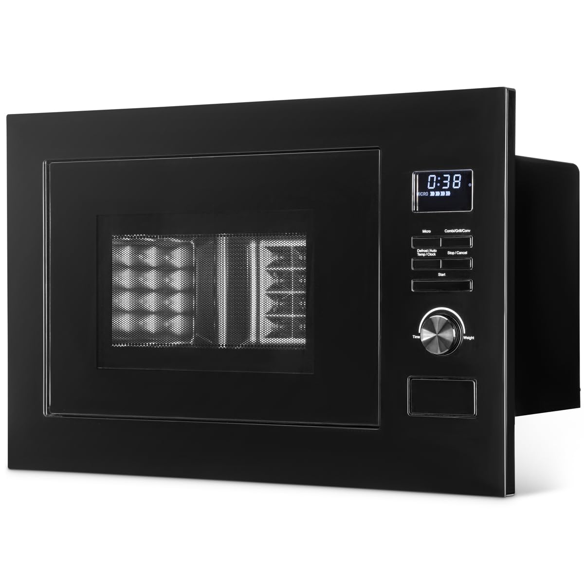 Bomann® Micro-ondes encastrable 3en1, Gril + Air chaud, Espace de cuisson 25L, 8 programmes automatiques, Gril + Plateau tournant(Ø 27 cm), 900W, MWG 3001 H EB noir-mat