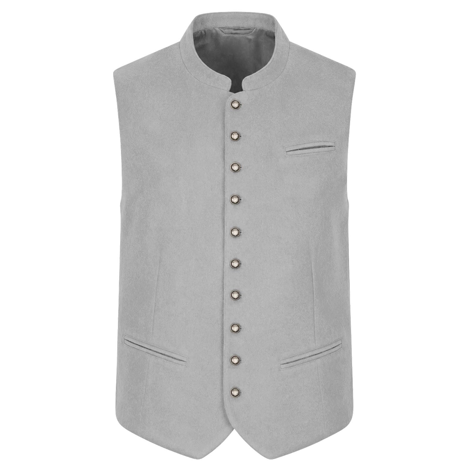 Gilet bavarese da uomo per Oktoberfest, con bottoni in metallo | Gilet tradizionale di alta qualità con elegante effetto pelle scamosciata e robusti bottoni in metallo, taglio slim fit