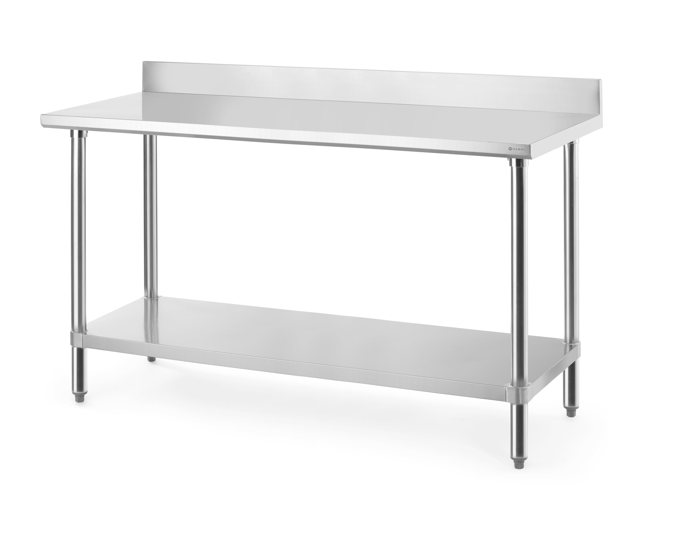 HENDI Tavolo da lavoro con alzatina posteriore, ripiano inferiore, 1600x600x(H)950mm, acciaio inox