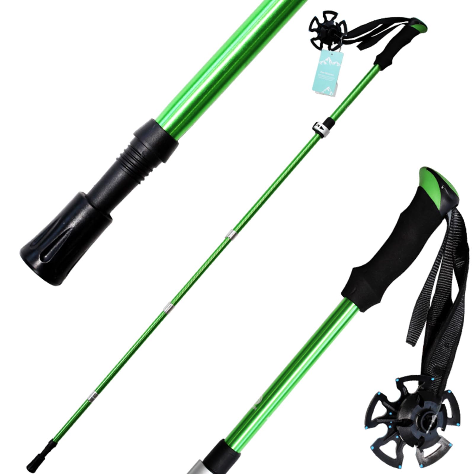 O kijki trekkingowe (2 ps), teleskopowe składane, kijki trekkingowe ze stopu aluminium, lekkie i trwałe, odpowiednie do wędrówek, wspinaczki (110-135 cm)