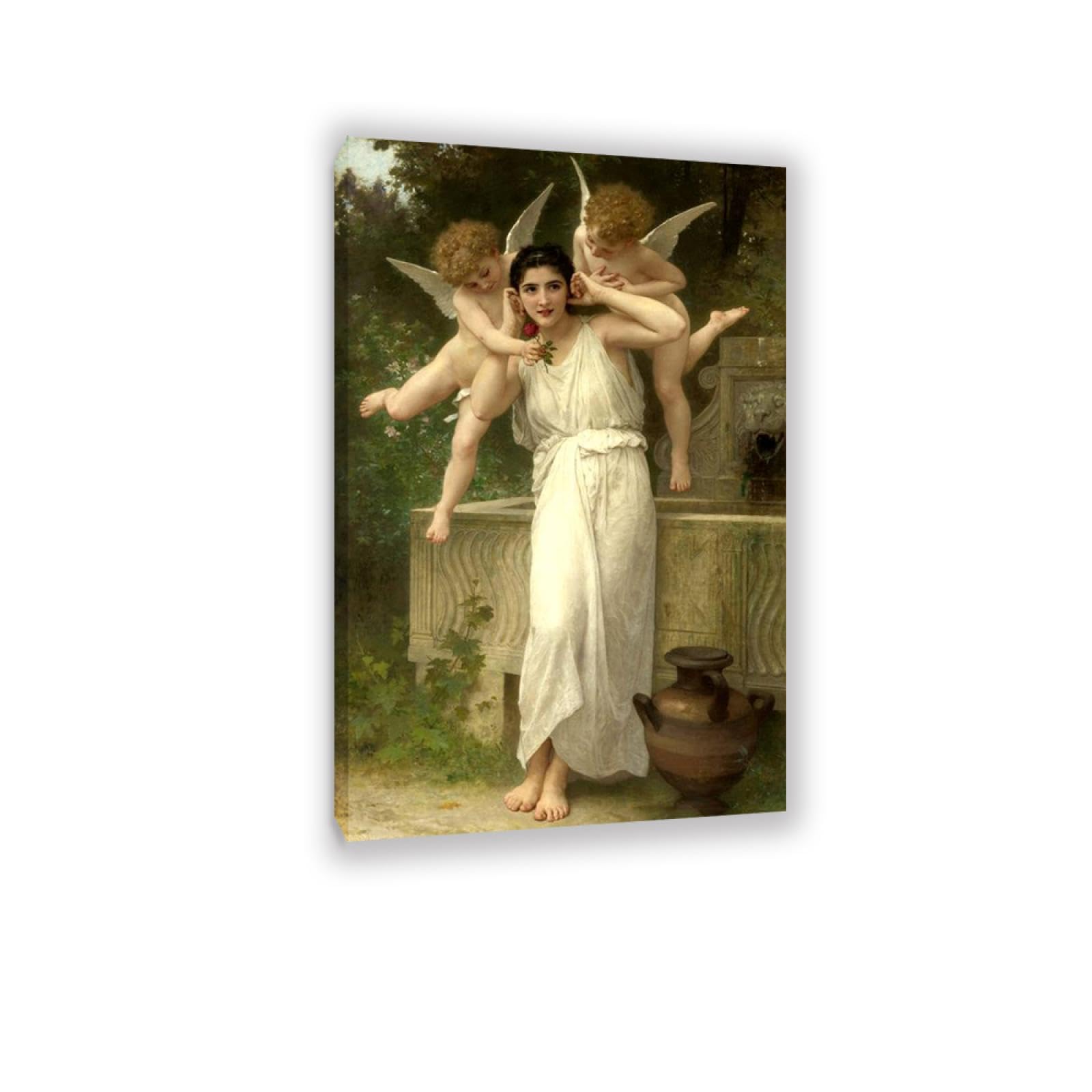 RXNHGJDS William-Adolphe Bouguereau Wall Art Youth Fine Art Portrait Wall Painting Aesthetic Wall Decor for Living Room Bedroom Bathroom Home Decor 110x70cm Inner frame