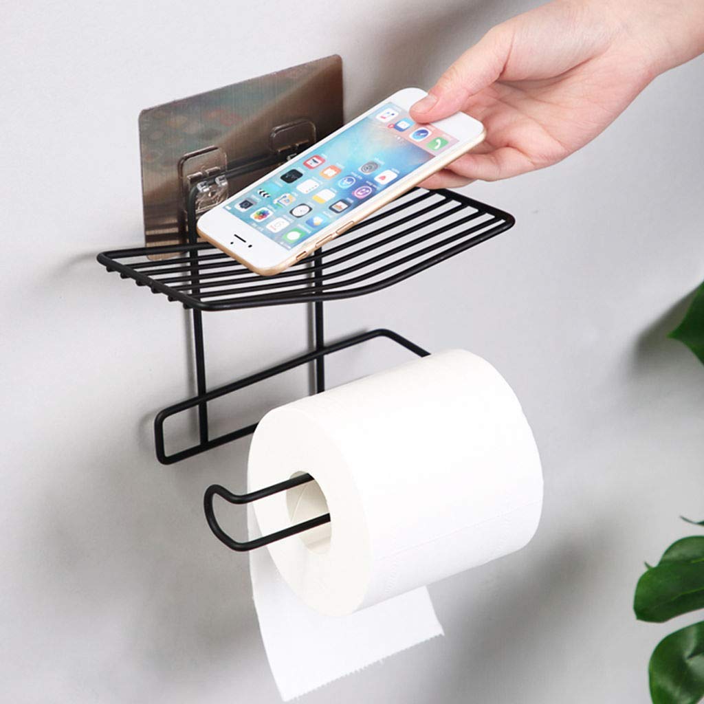 Zollyss Toilet Paper Holder Shelf Tissue Roll Towel Storage Rack Adhesive Mobile Phone Dispenser Hanger Organizer Bathroom Art-Black (B08L3HL9CY) Amazon Price History, Amazon Price Tracker