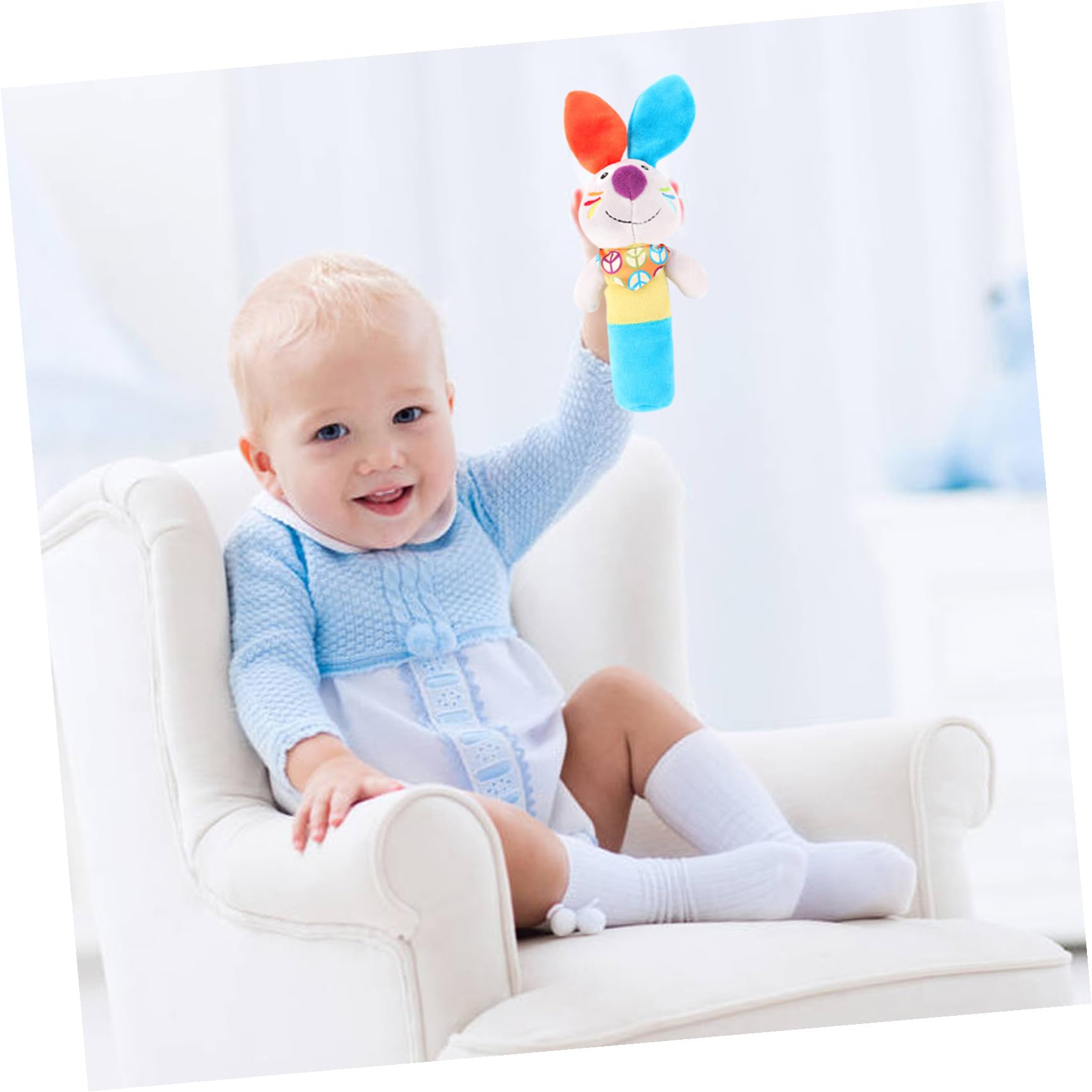 ibasenice Jouet de Préhension en Peluche pour Bébés Son Éducatif, Forme Animal Cartoon, Favorise la Motricité Main-œil, pour Éveil des Nourrissons