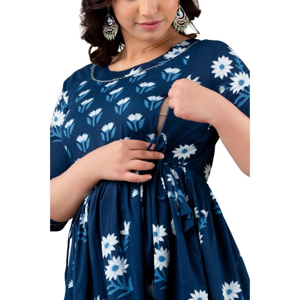 Women's Pure Cotton Maternity Gown/Maternity Wear/Feeding Gown A-line Maternity Feeding Dress/Maternity Dress for Women/Maternity Feeding Kurtis for Women-image-5
