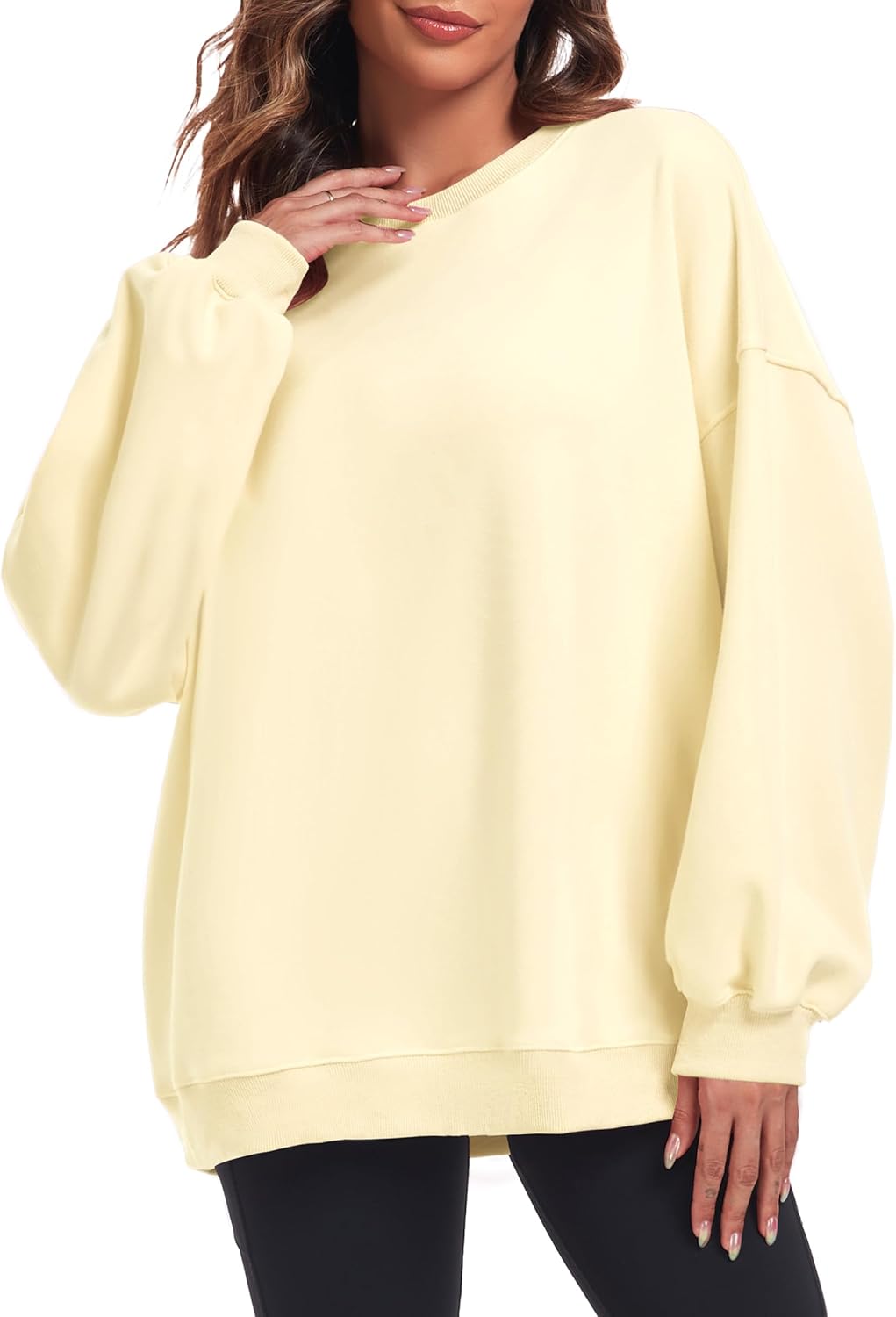 Oversized Sweatshirt for Women Crew Neck Fleece Sweatshirt Casual Long Sleeve Pullover Tops Trendy Clothes - Image 2