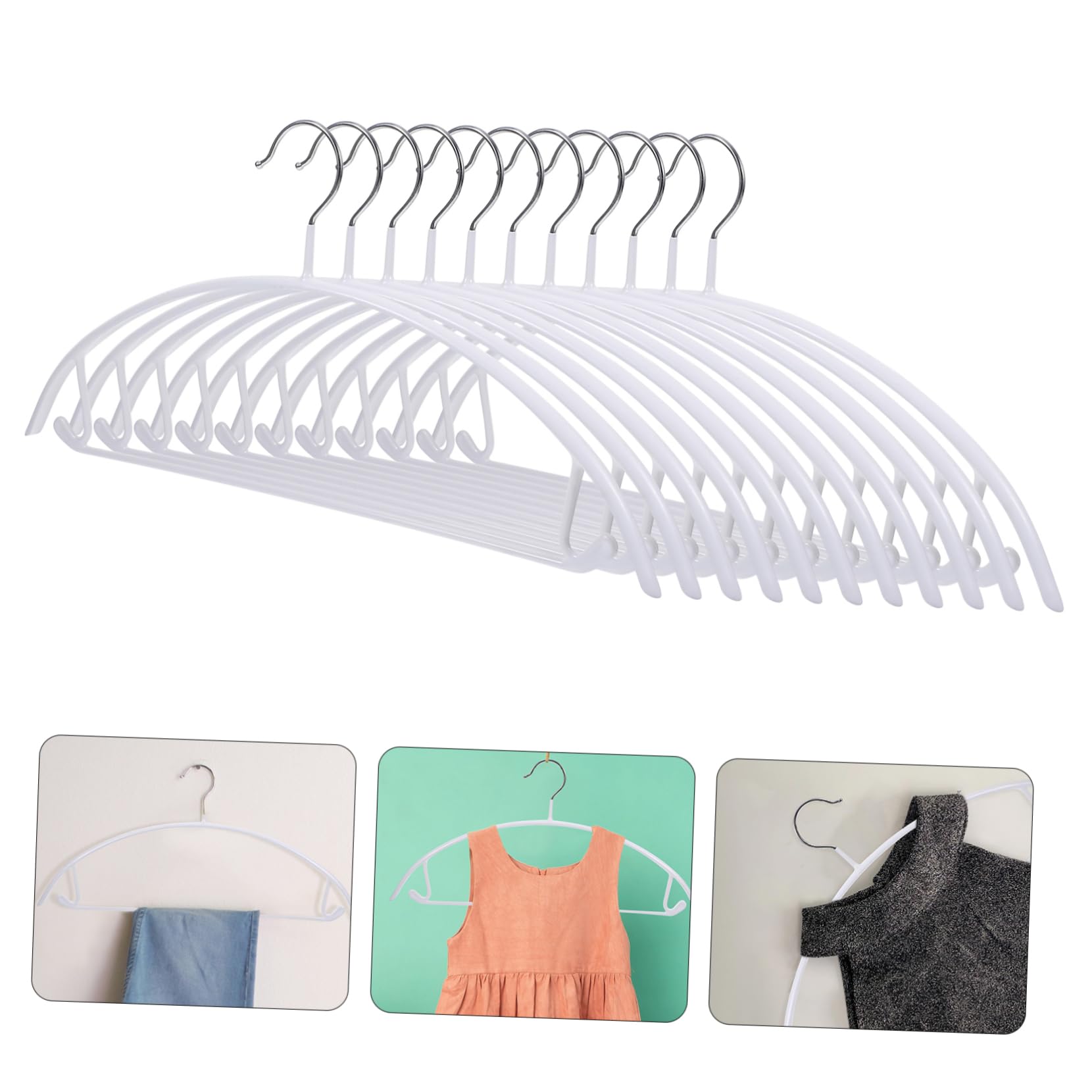 Perchas de Ropa Semicirculares de PVC Recubrimiento Antideslizante, Capacidad 8kg, Paquete de 10 Unidades para Armarios y Uso en Invierno
