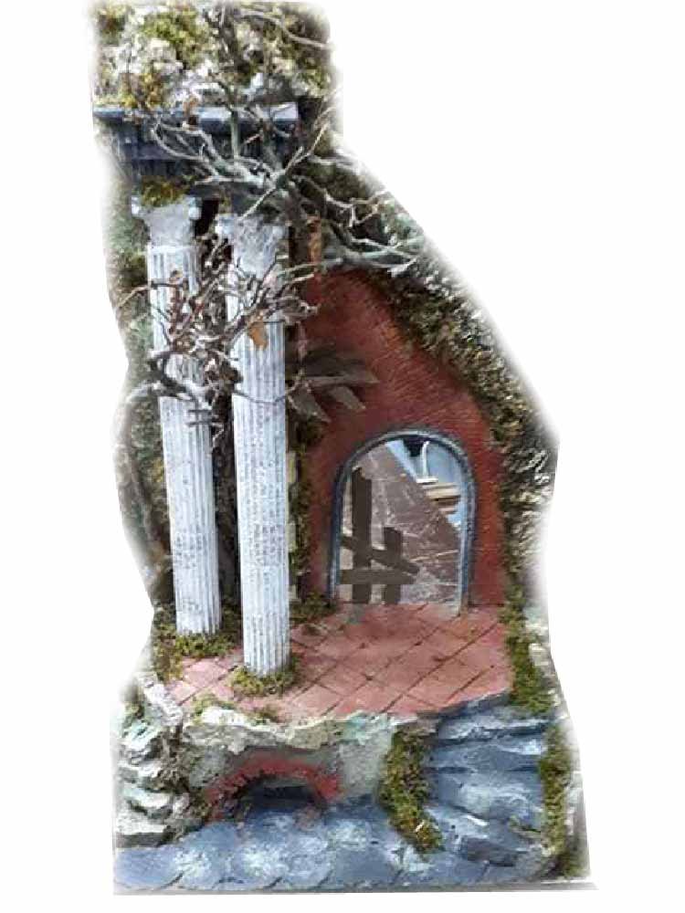 Presepe completo sughero e legno napoletano tempio per pastori 15 cm crib 30x43 cm alto 70 cm senza pastori statuine presepe ricevi un portachiavi S.G. ARMENO ARTIGIANALI shepherds crib nic 60