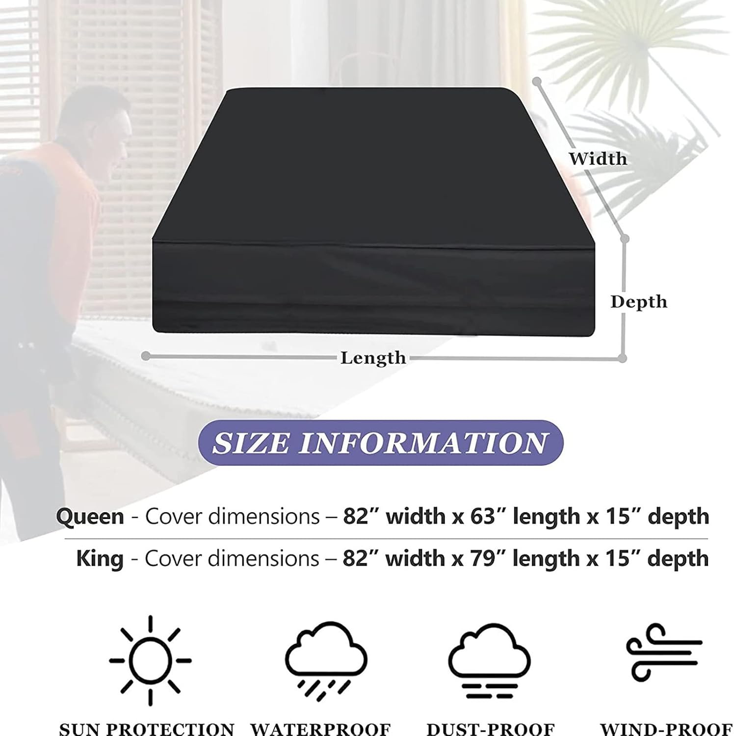 Mattress Bag for Moving and Storage, Reusable Mattress Bags with Strong Zipper, Twin Size Mattress Protector for Storage(208x41x201cm), Black