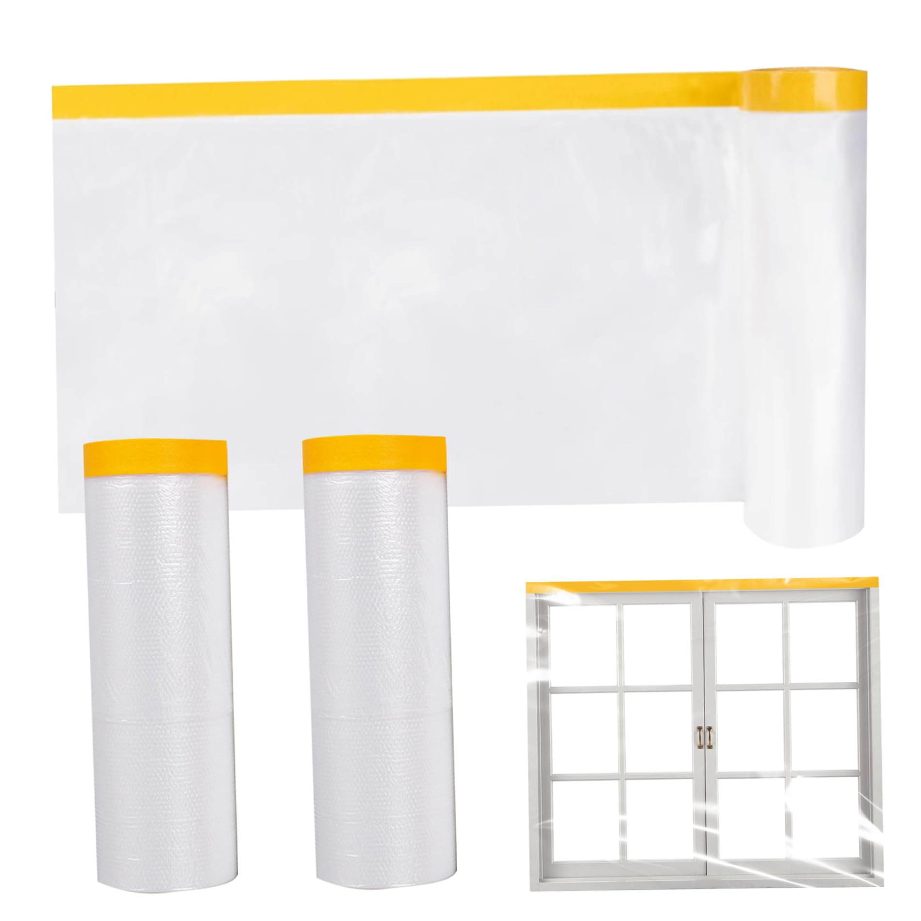 Film d'isolation de fenêtre pour l'hiver : kit de 3 rouleaux thermiques avec ruban double face