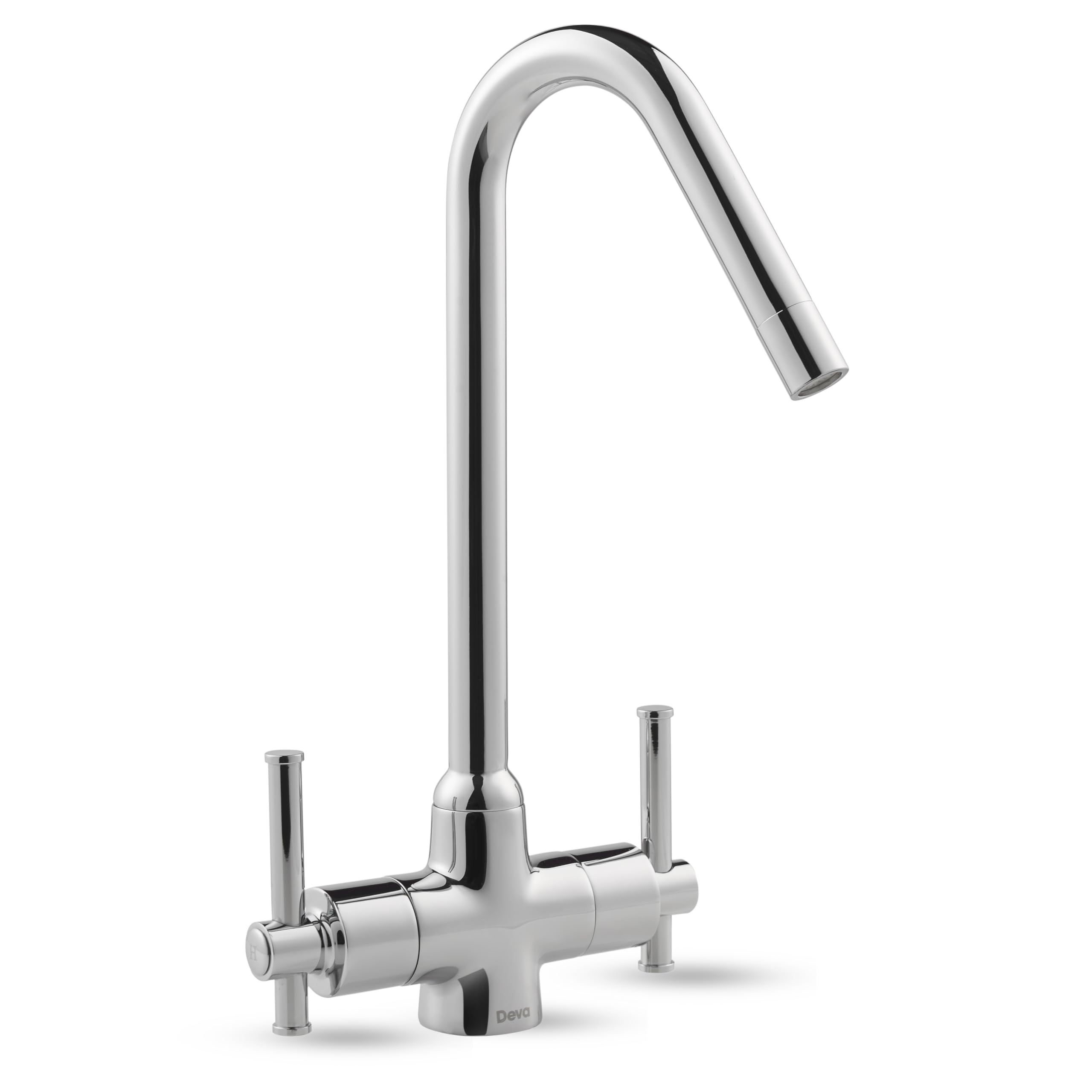 Deva Taurs Mono Sink Mixer Kitchen Tap Chrome Brass Construction 1/2 BSP Suitable for Low Pressure Systems WRAS Approved REG4 Compliant Separate Flow Temperature Controls | TAUR130