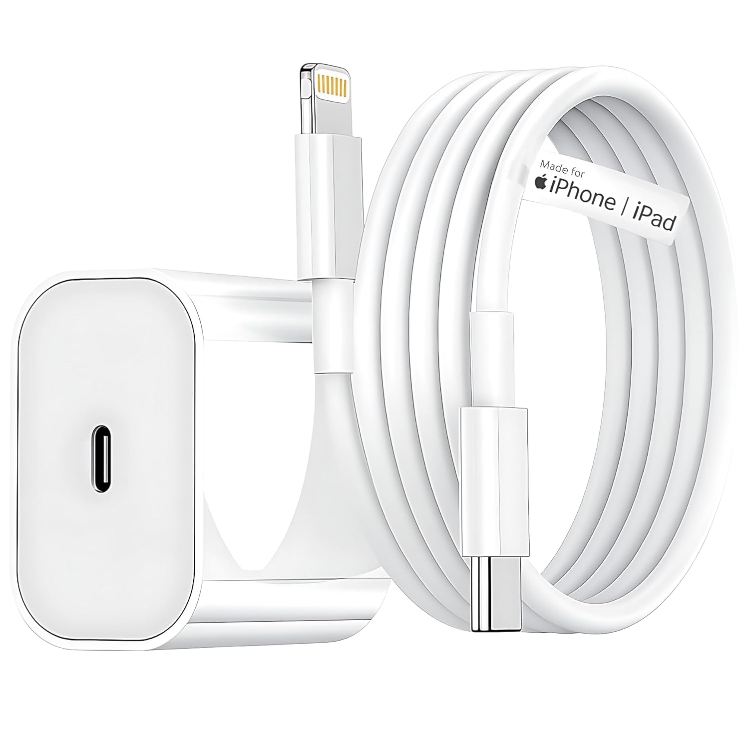 Original Apple-Certified 20W USB-C Charger with Lightning Cable | Fast iPhone Charger for iPhone 11, 12, 13, 14, XR, XS/PRO/MAX, SE & iPad | MFi Certified Adapter and Charging Cable Combo (White)