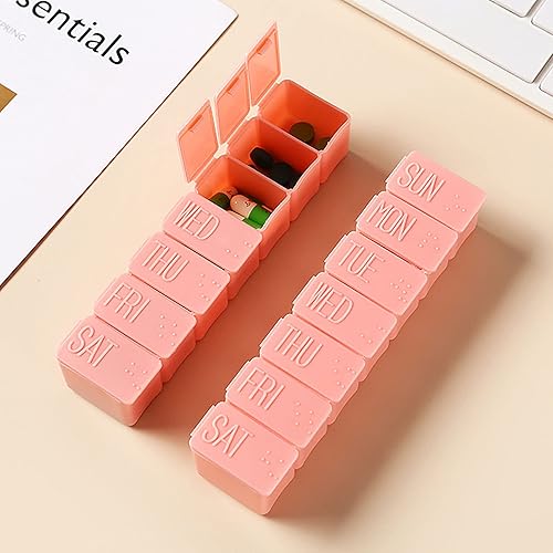 Miniatura 5 de Paquete de 2 organizadores semanales de pastillas, organizador diario de pastillas, organizador de pastillas de 7 días, pastillero pequeño,