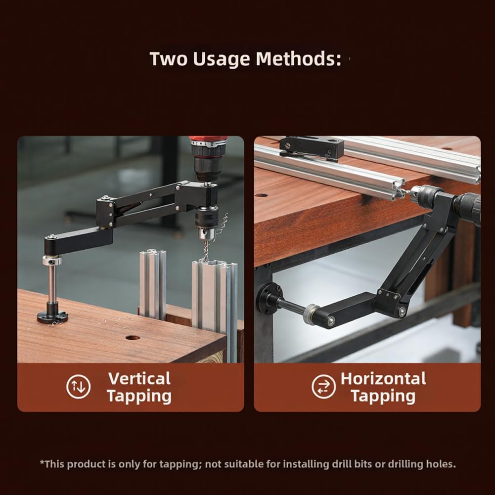 Soporte voladizo de aleación de aluminio para taladro de mano, brazo de soporte ajustable multiángulo vertical horizontal, mecanizado CNC con acabado anodizado para bricolaje de precisión