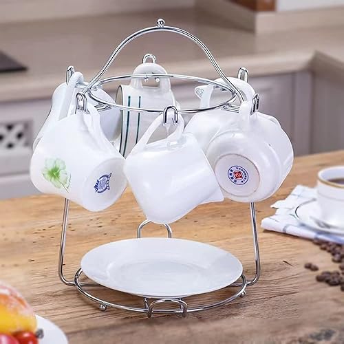 Miniatura 2 de JIKBOQIALU Árbol de taza de café para mostrador, soporte organizador de mesa de escritorio (redondo, plateado)