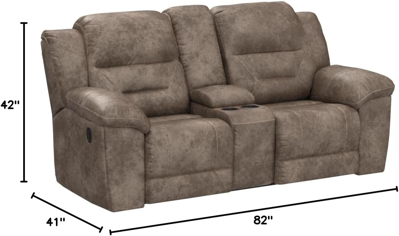 Fossil Faux Leather Reclining Loveseat with Pillow Back