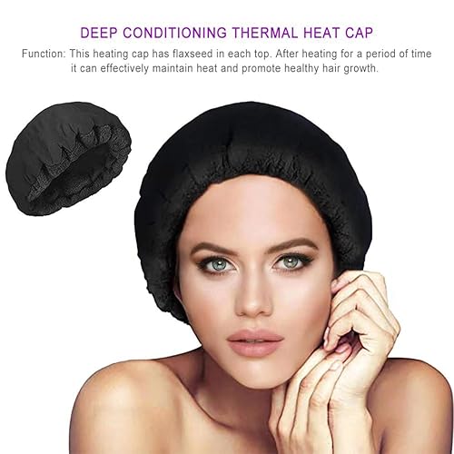 Miniatura 3 de 1 tapa térmica inalámbrica de acondicionamiento profundo de linaza, tapa de calor para microondas, tapa de cuidado del cabello, gorro térmico para