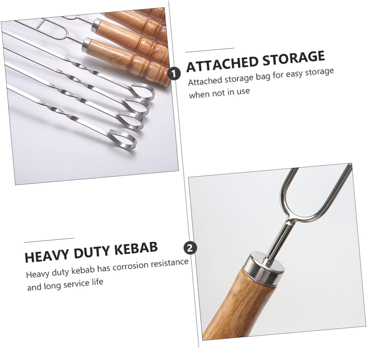 10pcs Stainless Steel Bbq Skewers Ergonomic Handles for Grilling and Easy to Use Barbecue Tools for Outdoor Cooking and Kabobs