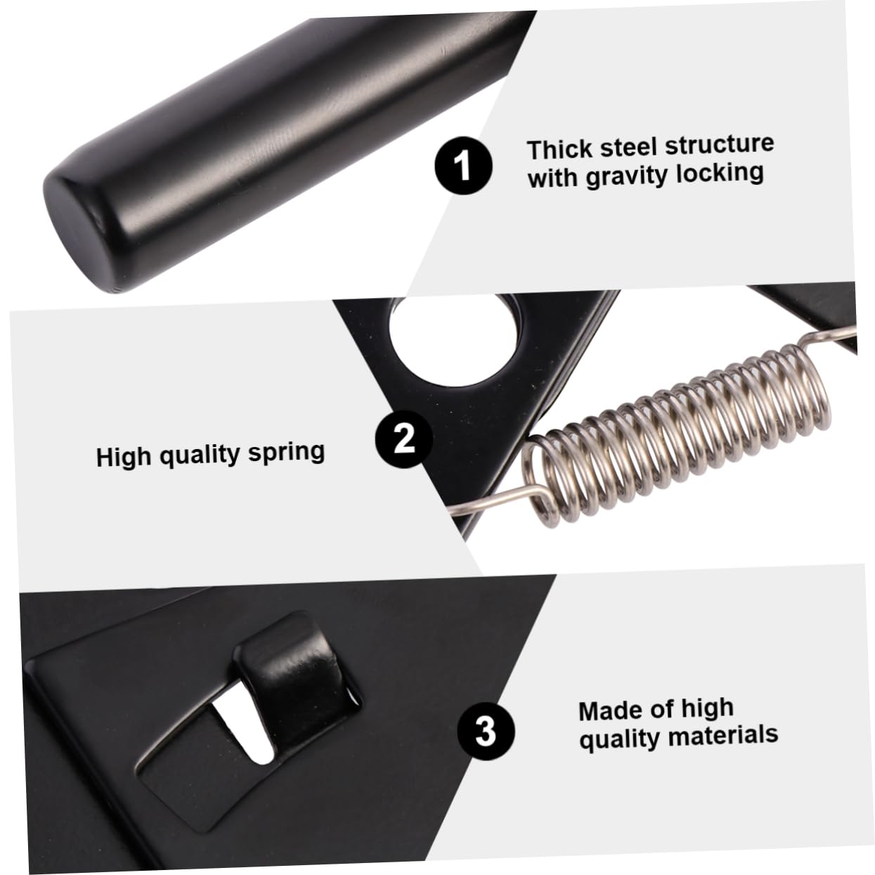 Loquet de Portail Autobloquant Noir en Fer et Acier Inoxydable
