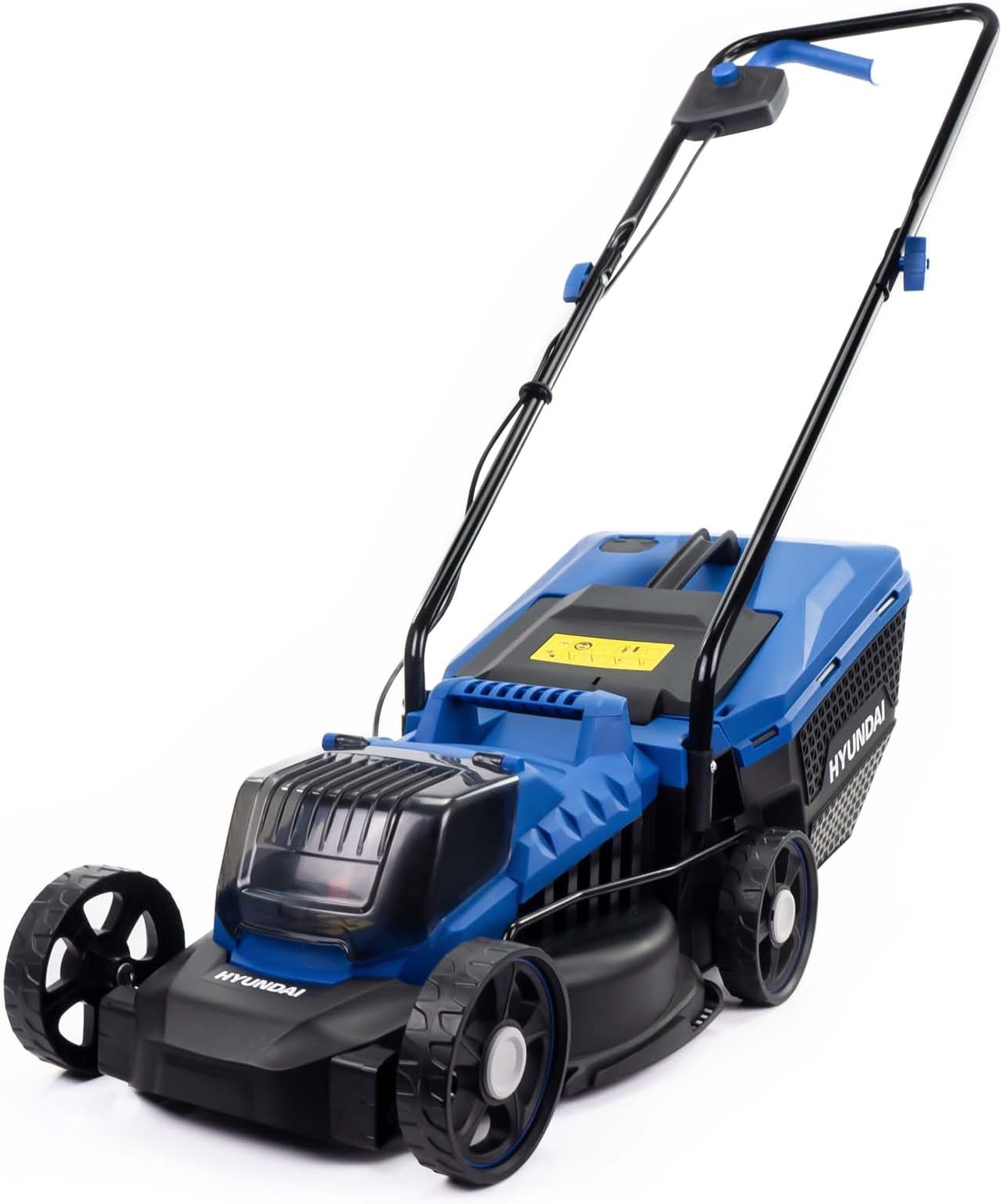 Hyundai 20V 12.6"/32cm Lawnmower Cordless 4Ah Li-Ion Battery Lawn Mower, 1 x 4Ah Lithium-Ion Battery, Charger, 5 Adjustable Heights, 30L Grass Bag, 3 Year Warranty