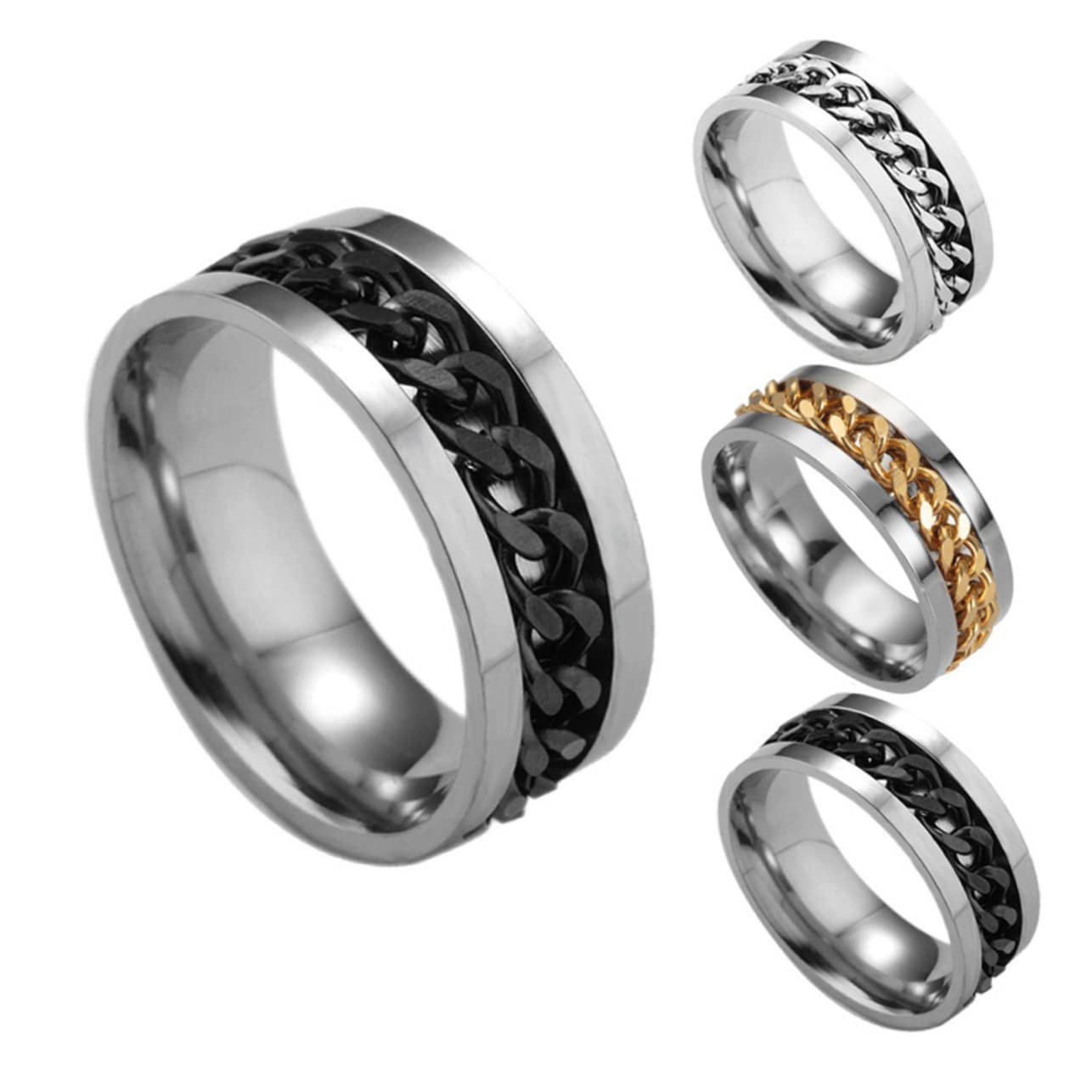 Jewellery Edelstahl einfach für Männer kreativer Mode Fingerstahl Farbgröße 8 ideal als Ring oder einzigartig mit Box Jewellery