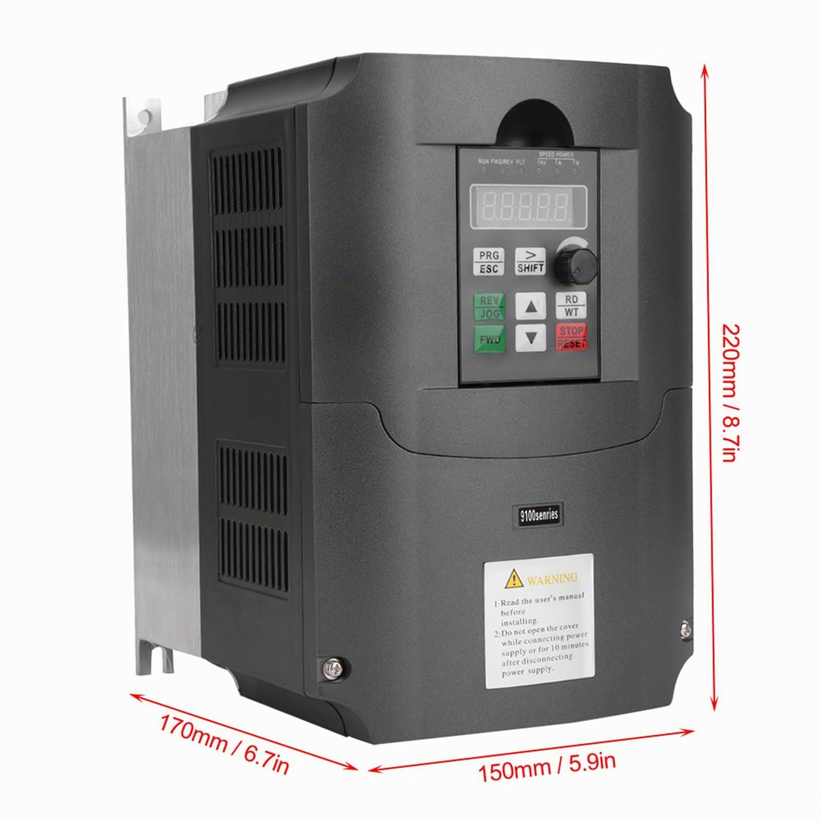 Convertisseur de Fréquence VFD 7.5KW, Entrée Monophasé 220VAC Sortie Triphasé 380VAC, Prévention de Déclenchement, pour Moteur à Triphasé