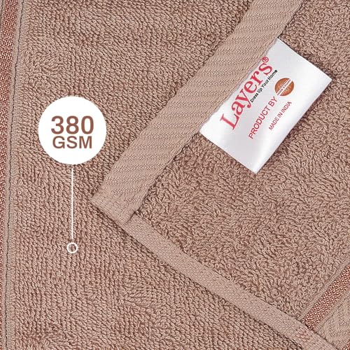 Image of Layers 100% Cotton Gym Towel | 380 GSM Quick Dry & Super Absorbent | Soft, Fade Resistant & Long Lasting | Gym, Yoga, Sports, Travel & Pool | 1 Piece for Men & Women | 50 x 100 cm - Beige