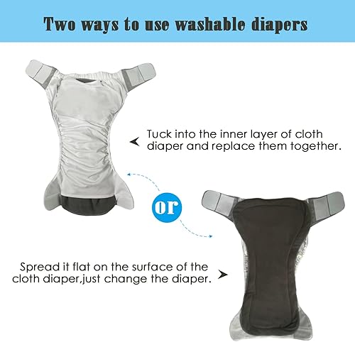 Miniatura 3 de 3 piezas de insertos de pañales de gran tamaño para pañales de tela para adultos, insertos de pañales lavables y reutilizables, 4 capas de