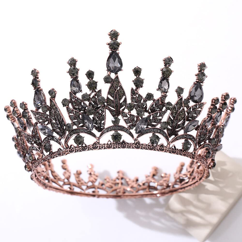 Hecho a Mano Fiesta de Boda Retro Crown Crynestone Crystal Tiaras Redondas Tiaras Diadema de Novia Accesorios for el Cabello de la Boda de la Boda Diadema de Boda (Metal Color : Purple)