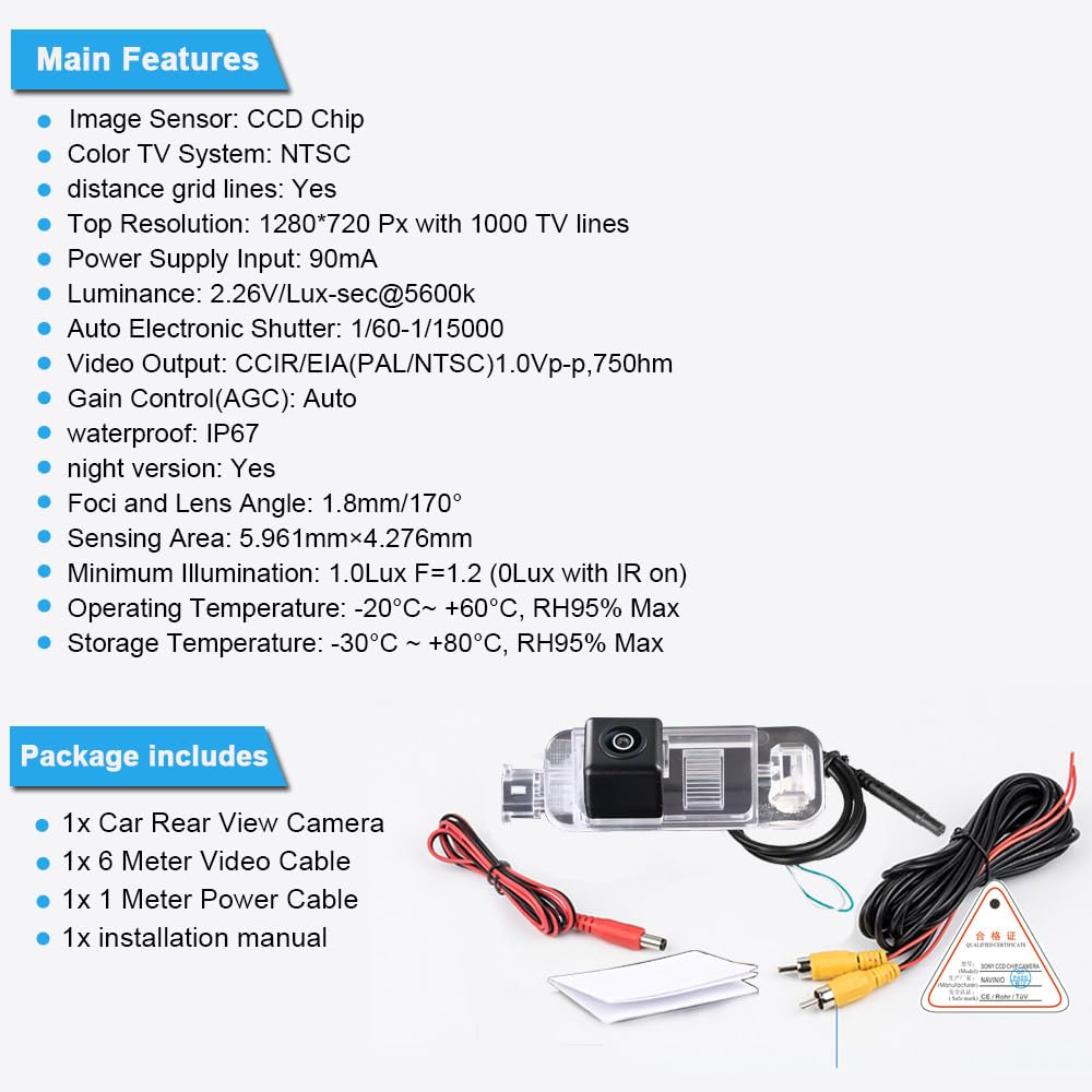 Cámara de marcha atrás para coche para aparcamiento BMW 3ER Cabriolet CompactTouring E36 Z3 316i 316g 318i 318is 318is 318tds 320i 323i 323Ti 325i 325tds 328i M3 Z3 Coupe Roadster M3
