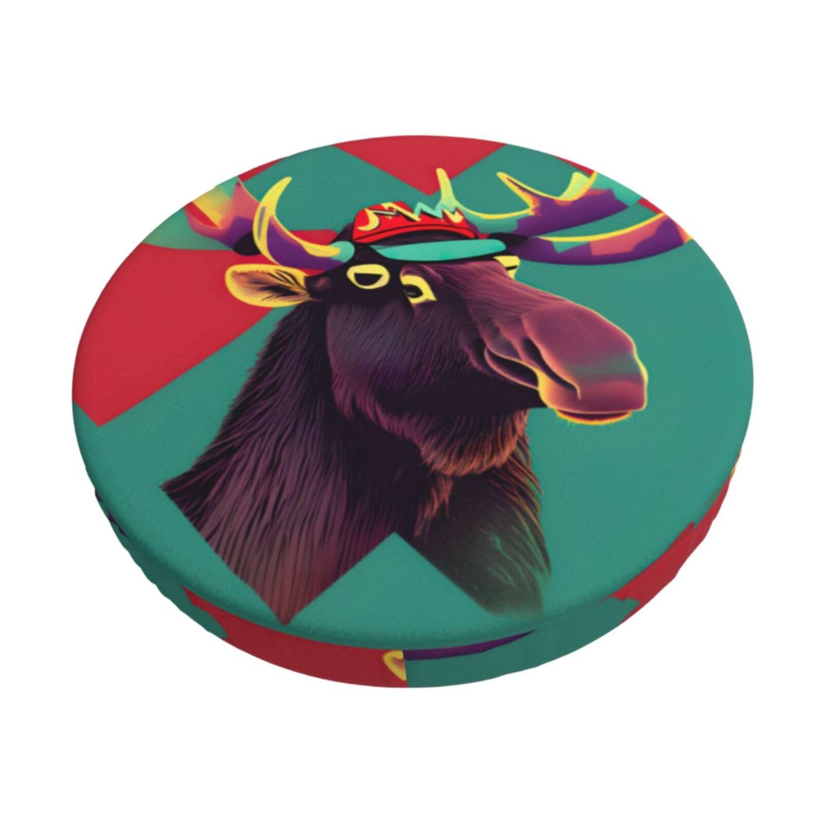 GUCHENP Moose Print Round Bar Chair Cushion Cover,Washable Chair Protector For Indoor Home Furniture Decor