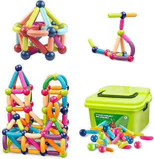 Magnetic Building Sticks Blocks Toys, 88PCS Magnetic Balls and Rods Set, Magnetic Building Set for Kids, 3D Magnet STEM Educational Construction Toys, Toddler Montessori Toys for Boys Girls 3+