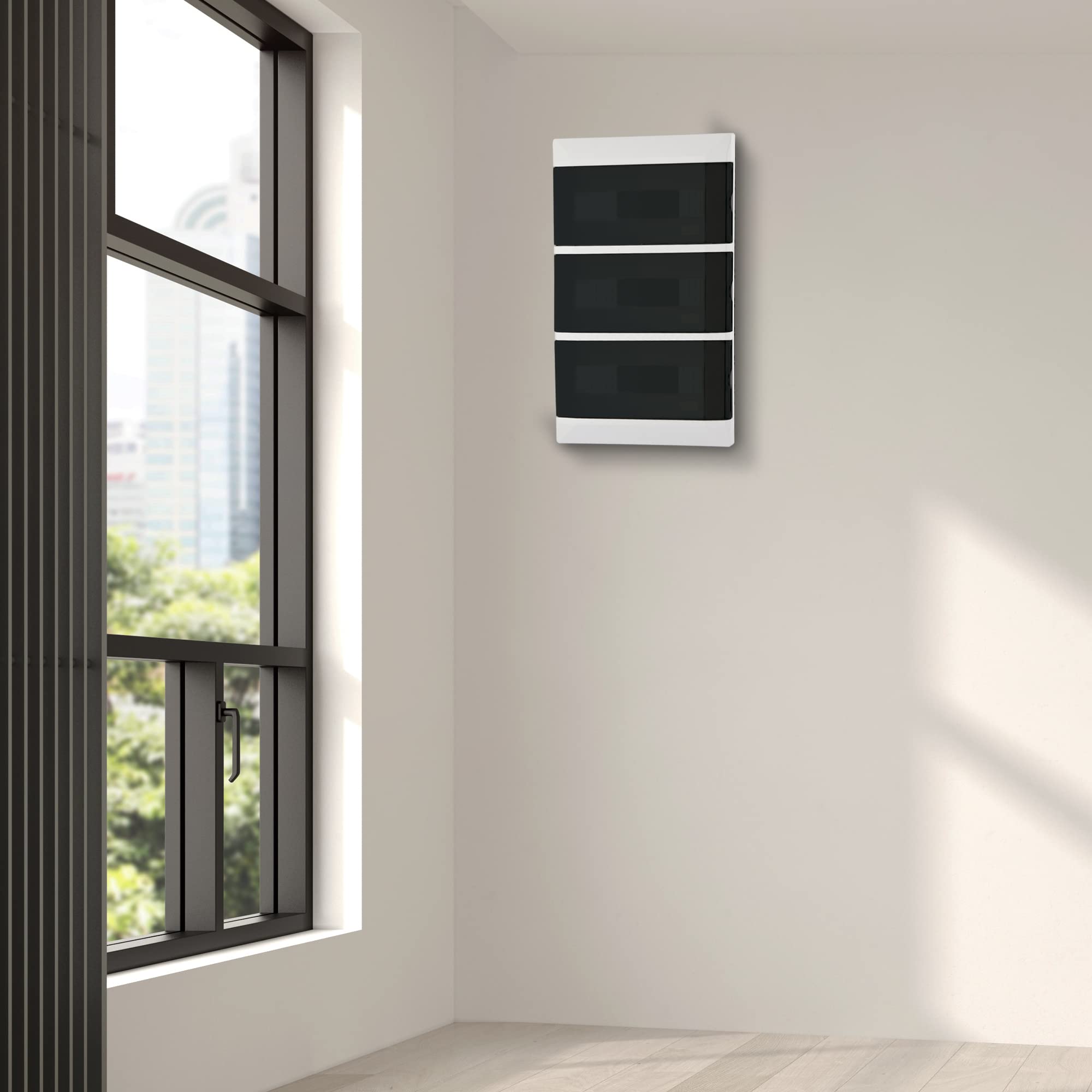 Lion Electric Scatola di distribuzione a incasso, 3 file, 36 moduli, IP40, scatola dei fusibili con porta trasparente, piccolo distributore per montaggio a incasso