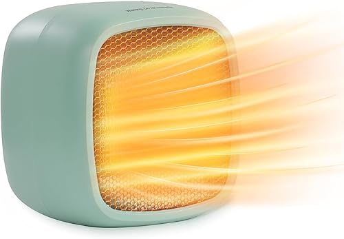 Miniatura 7 de Calentador de espacio, pequeños calentadores eléctricos portátiles para uso en interiores, 2 modos, 1000 W/800 W, PTC, de cerámica, calor de
