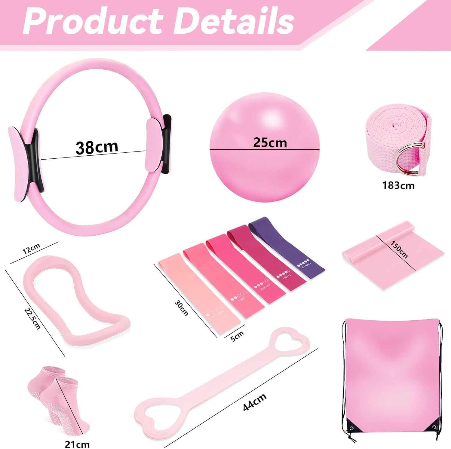 Pilates Circle Essentials,13 Impostare Kit Pilates Casa, Kit da Yoga da Donna, per Allenamenti Casa e Studio
