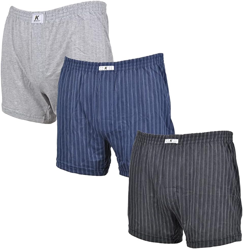 Kit 3 Cuecas Samba Canção Listrada com abertura frontal malha mista algodão e poliéster Keeper