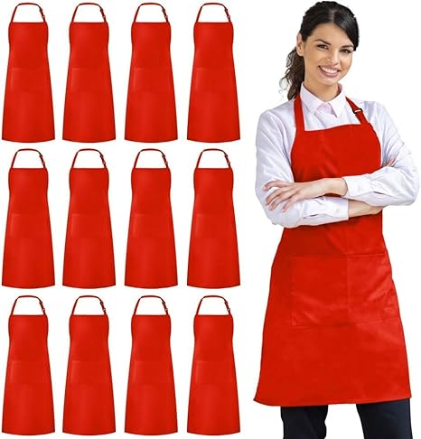KBNBJ Bib Apron, Unisex Adjustable Waterdrop-Resistant Apron with 2 Pockets ? Cooking, Kitchen, BBQ, Drawing, Bulk for Chefs or Restaurants